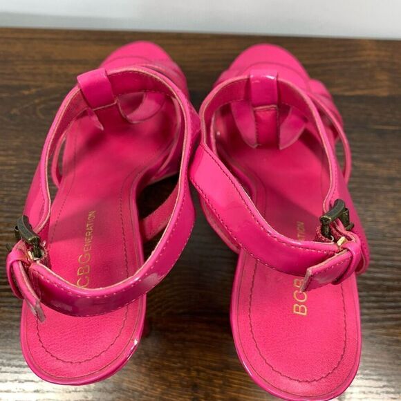 BCBGeneration Womens Preize Leather Platform Slingback Stiletto Sandals Pink 7.5 - Picture 8 of 11